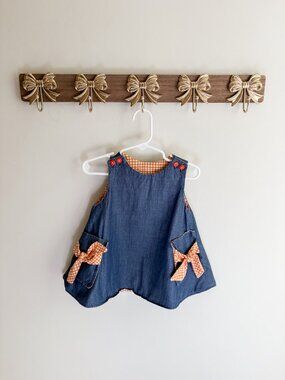 Girls size 2-3 years top dress blue and orange gingham